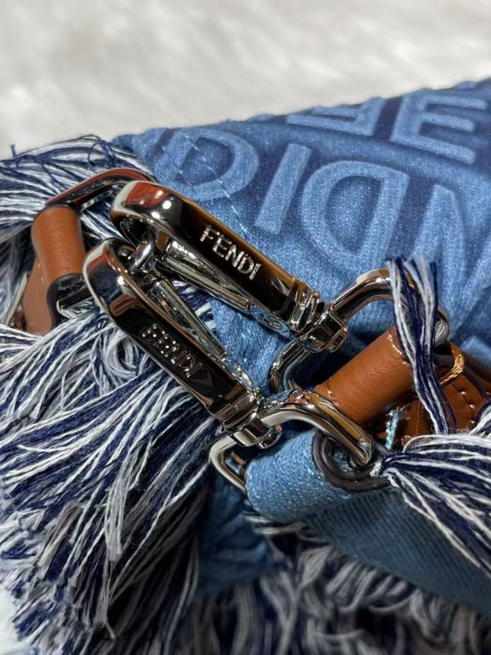 Fendi Baguette Denim Fringe Shoulder Bag - Picture 7 of 7